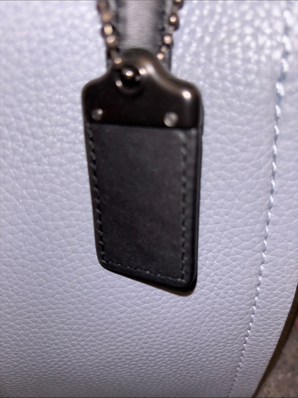 Coach Leather Top-Handle Tote in Light Blue and Dark Blue - Picture 2 of 16
